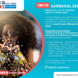 Info carnaval du jeudi 12 Mars 2026 